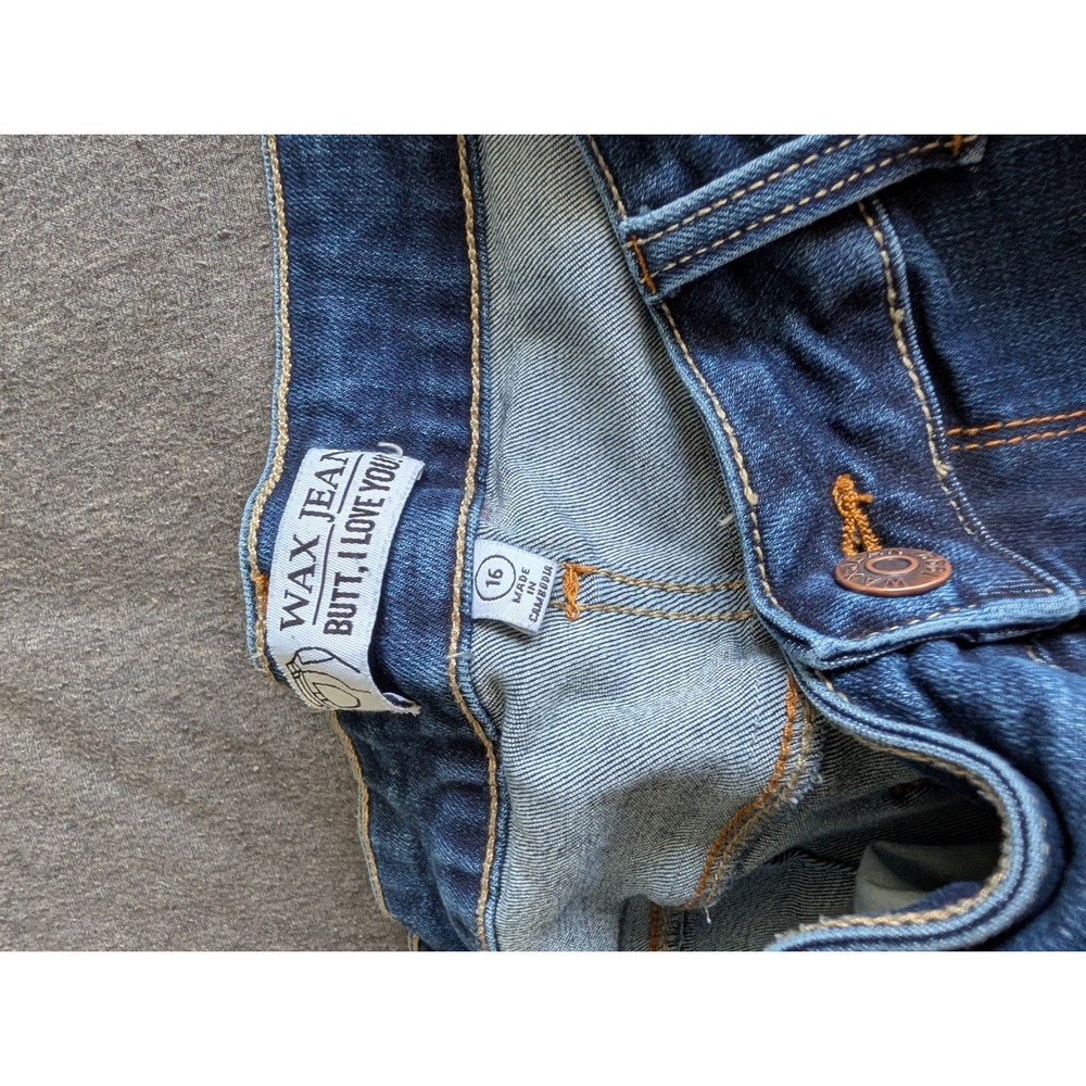 Wax Jean Butt I Love You Blue Skinny Jeans Womens Size 16 Medium Wash High Rise - Picture 4 of 5